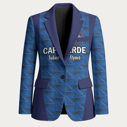 Custom Cape Verde Football 2026 Blazer Atlantic Blue Sharks Heritage