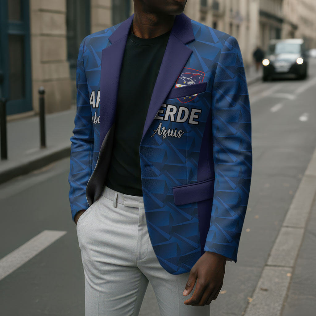 Custom Cape Verde Football 2026 Blazer Atlantic Blue Sharks Heritage