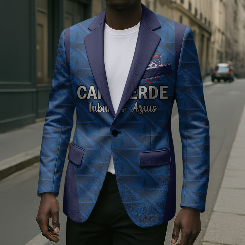 Custom Cape Verde Football 2026 Blazer Atlantic Blue Sharks Heritage