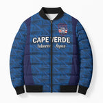 Custom Cape Verde Football 2026 Bomber Puffer Jacket Atlantic Blue Sharks Heritage
