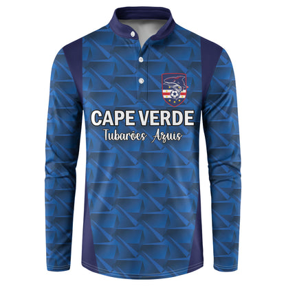 Custom Cape Verde Football 2026 Button Sweatshirt Atlantic Blue Sharks Heritage