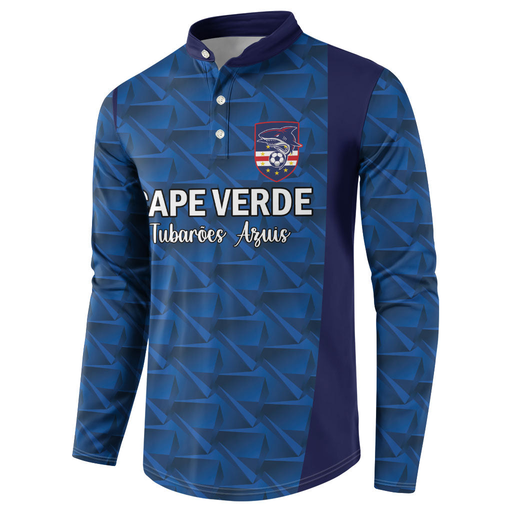 Custom Cape Verde Football 2026 Button Sweatshirt Atlantic Blue Sharks Heritage