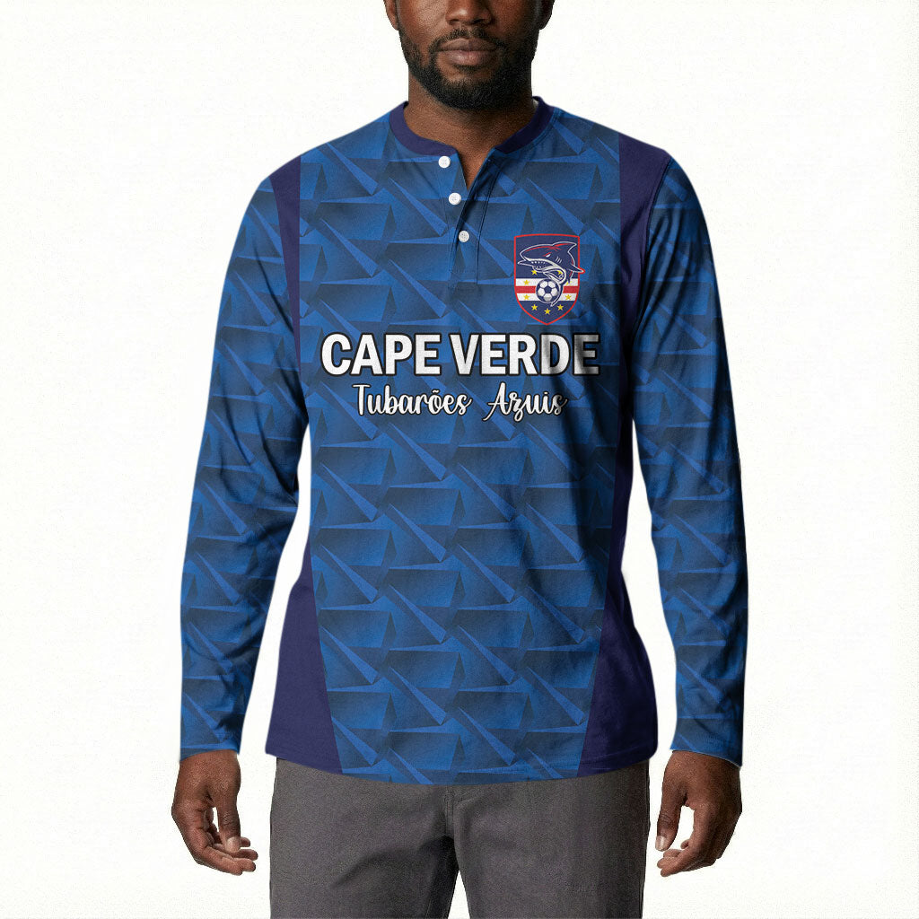 Custom Cape Verde Football 2026 Button Sweatshirt Atlantic Blue Sharks Heritage