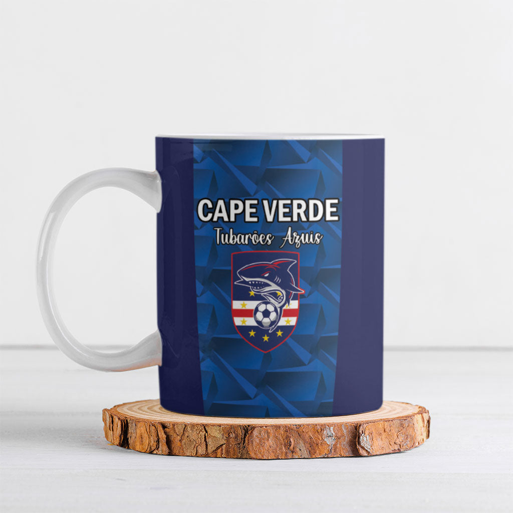 Custom Cape Verde Football 2026 Ceramic Mug Atlantic Blue Sharks Heritage