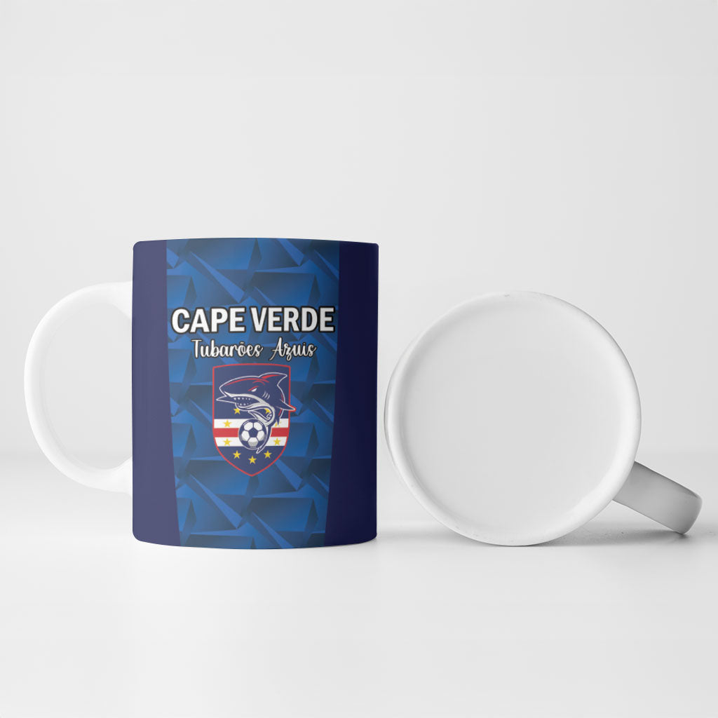 Custom Cape Verde Football 2026 Ceramic Mug Atlantic Blue Sharks Heritage