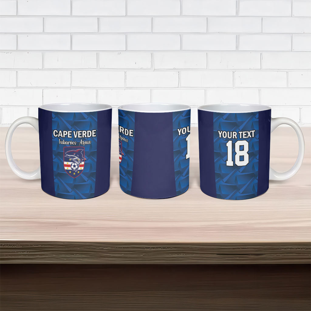 Custom Cape Verde Football 2026 Ceramic Mug Atlantic Blue Sharks Heritage
