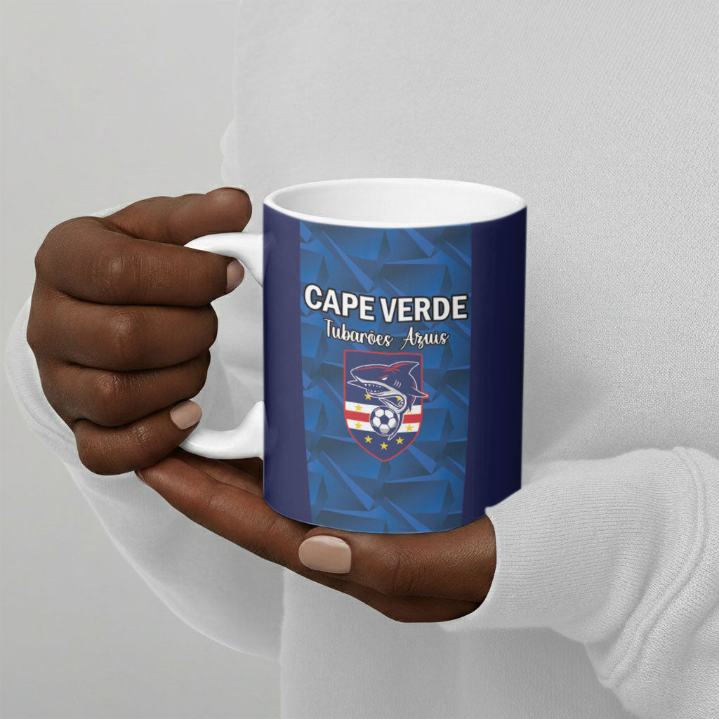Custom Cape Verde Football 2026 Ceramic Mug Atlantic Blue Sharks Heritage