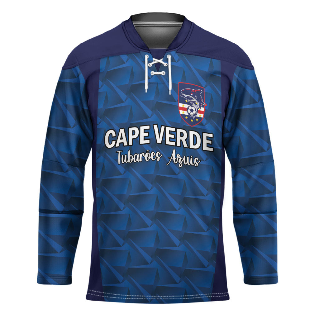 Custom Cape Verde Football 2026 Hockey Jersey Atlantic Blue Sharks Heritage