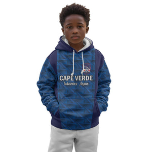 Custom Cape Verde Football 2026 Kid Hoodie Atlantic Blue Sharks Heritage