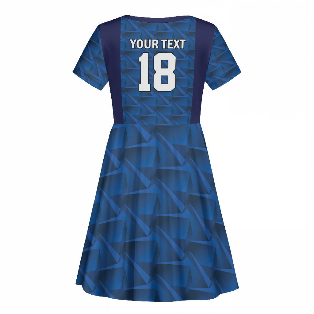 Custom Cape Verde Football 2026 Kid Short Sleeve Dress Atlantic Blue Sharks Heritage