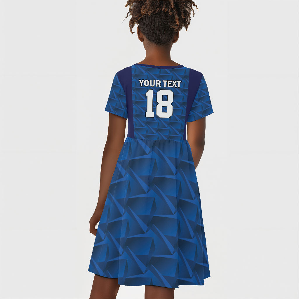 Custom Cape Verde Football 2026 Kid Short Sleeve Dress Atlantic Blue Sharks Heritage