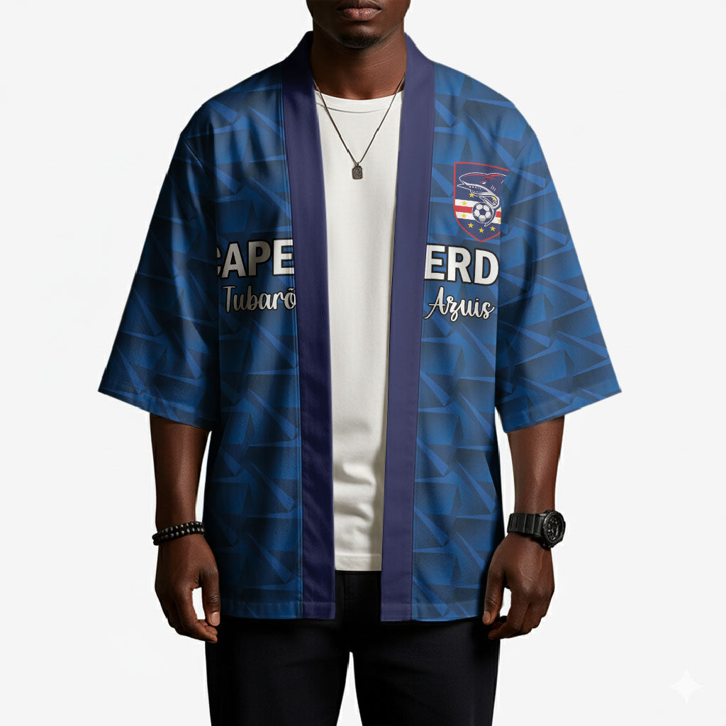 Custom Cape Verde Football 2026 Kimono Atlantic Blue Sharks Heritage