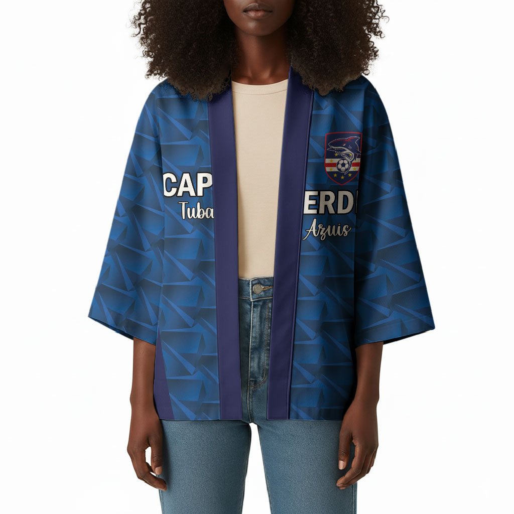 Custom Cape Verde Football 2026 Kimono Atlantic Blue Sharks Heritage
