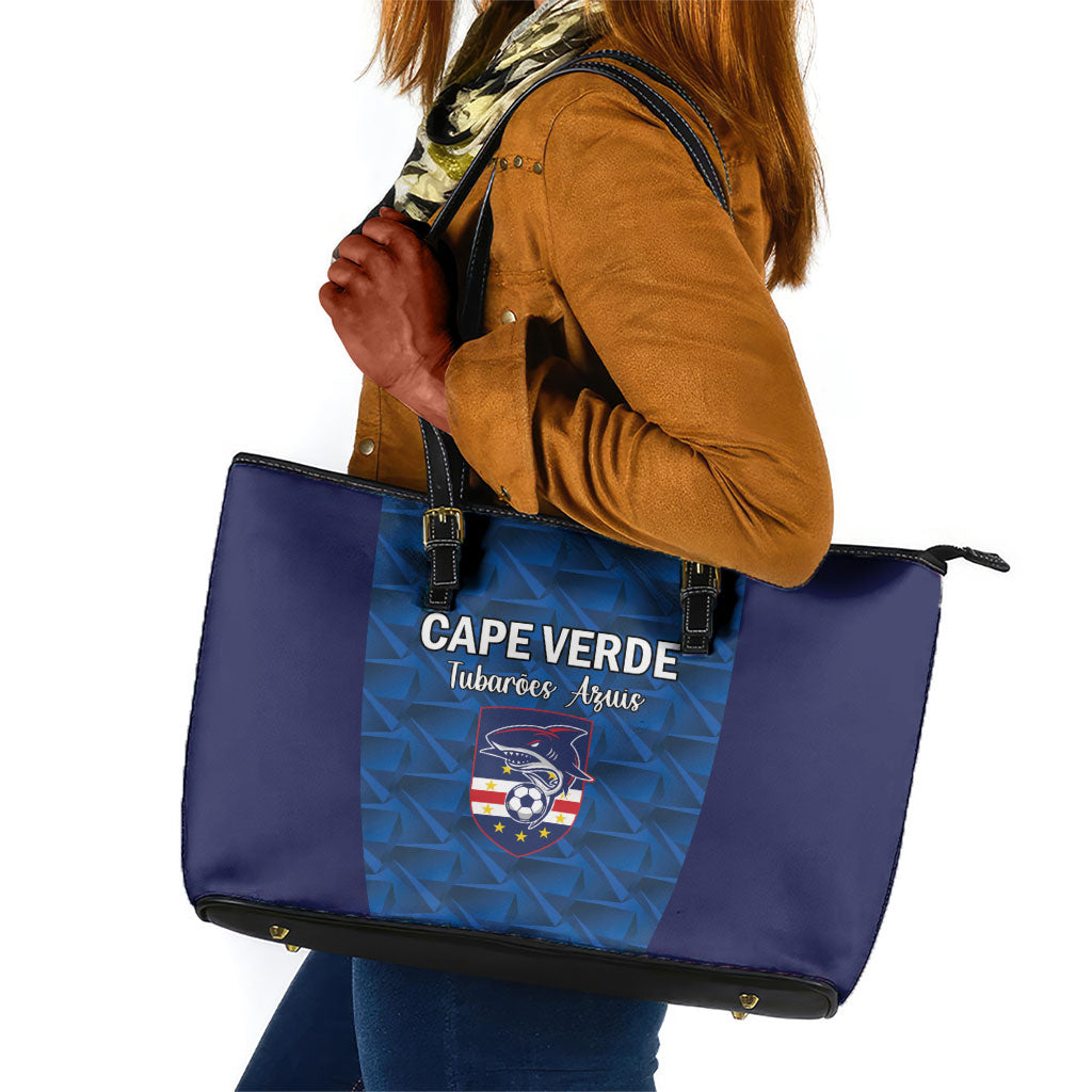 Cape Verde Football 2026 Leather Tote Bag Atlantic Blue Sharks Heritage