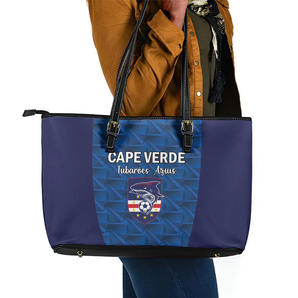 Cape Verde Football 2026 Leather Tote Bag Atlantic Blue Sharks Heritage