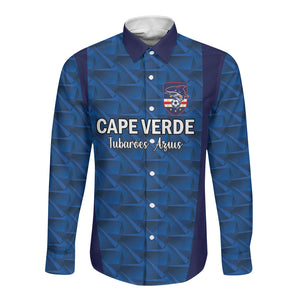 Custom Cape Verde Football 2026 Long Sleeve Button Shirt Atlantic Blue Sharks Heritage