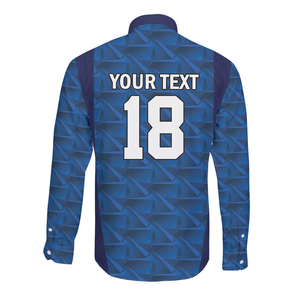 Custom Cape Verde Football 2026 Long Sleeve Button Shirt Atlantic Blue Sharks Heritage