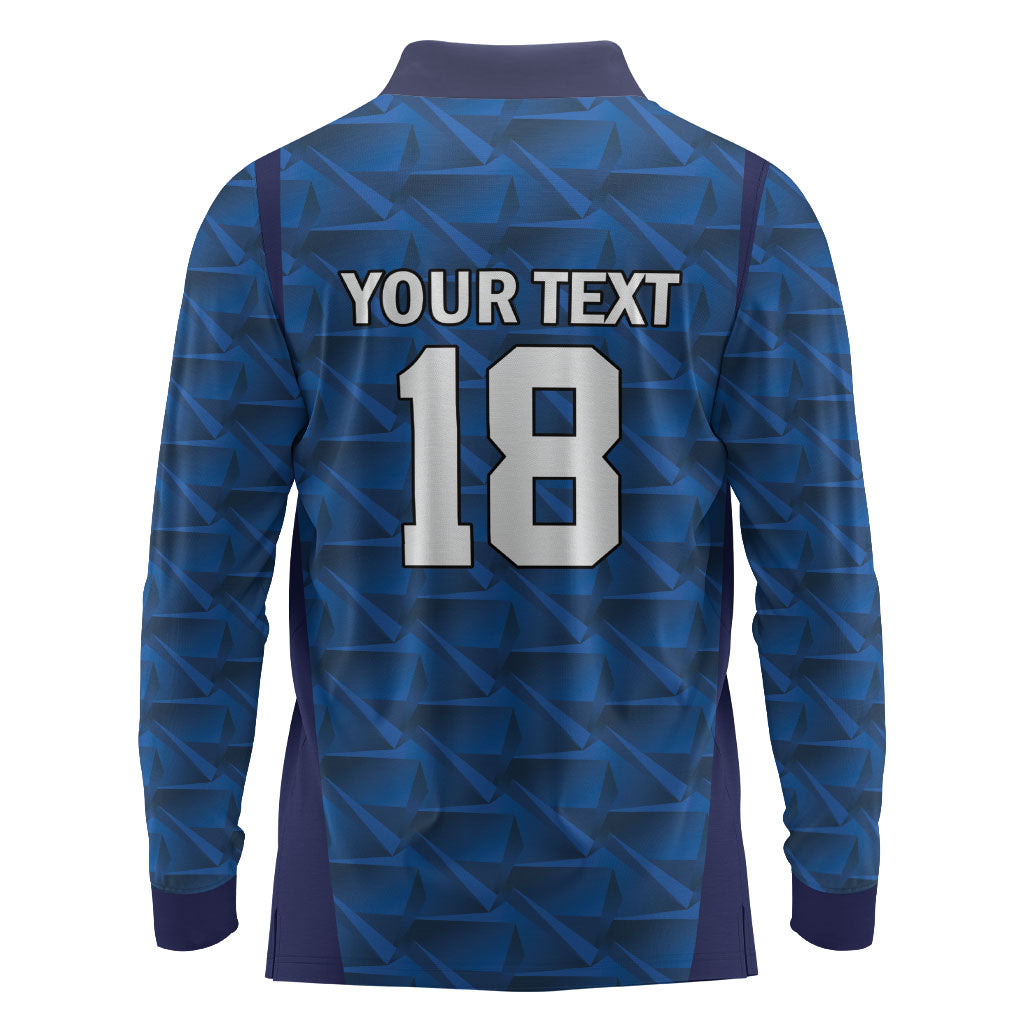 Custom Cape Verde Football 2026 Long Sleeve Polo Shirt Atlantic Blue Sharks Heritage