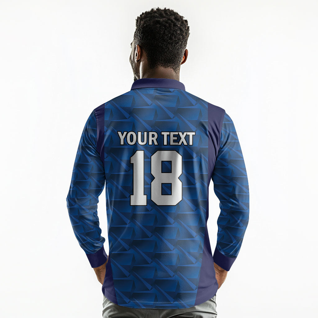 Custom Cape Verde Football 2026 Long Sleeve Polo Shirt Atlantic Blue Sharks Heritage