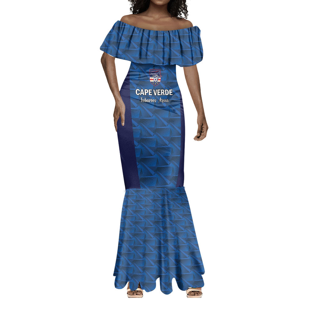 Custom Cape Verde Football 2026 Mermaid Dress Atlantic Blue Sharks Heritage
