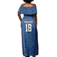 Custom Cape Verde Football 2026 Off Shoulder Maxi Dress Atlantic Blue Sharks Heritage