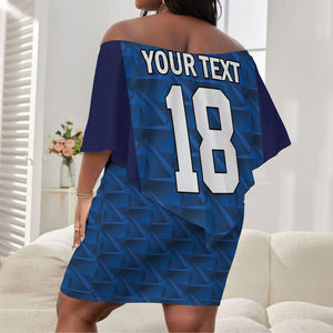 Custom Cape Verde Football 2026 Off Shoulder Short Dress Atlantic Blue Sharks Heritage
