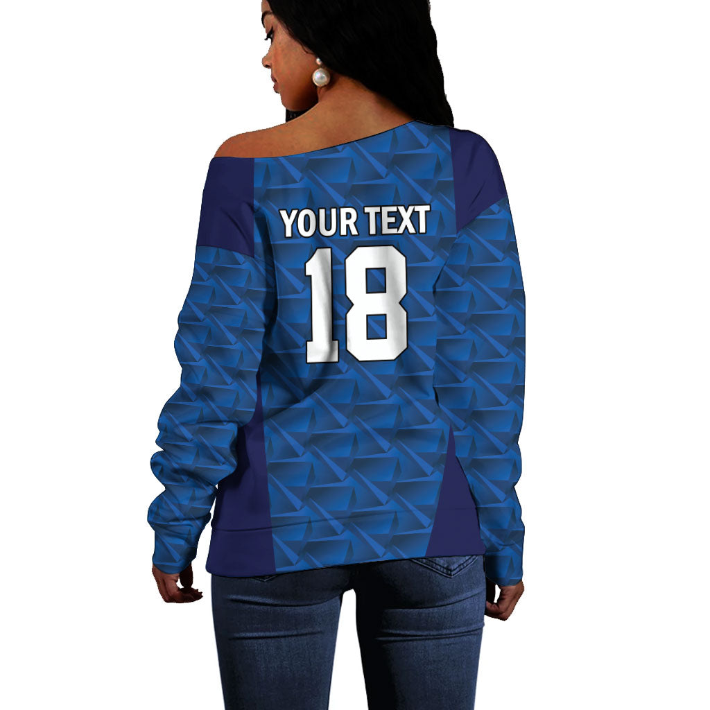 Custom Cape Verde Football 2026 Off Shoulder Sweater Atlantic Blue Sharks Heritage