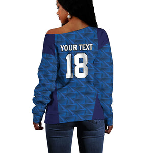 Custom Cape Verde Football 2026 Off Shoulder Sweater Atlantic Blue Sharks Heritage