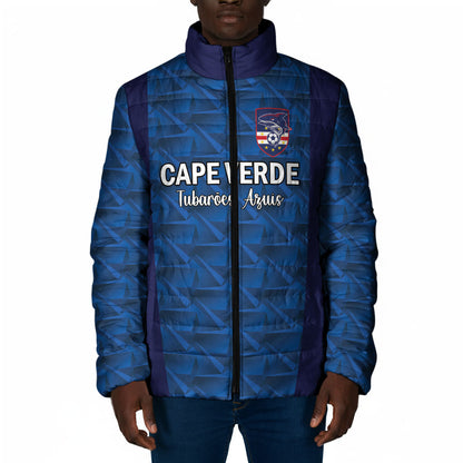 Custom Cape Verde Football 2026 Padded Jacket Atlantic Blue Sharks Heritage