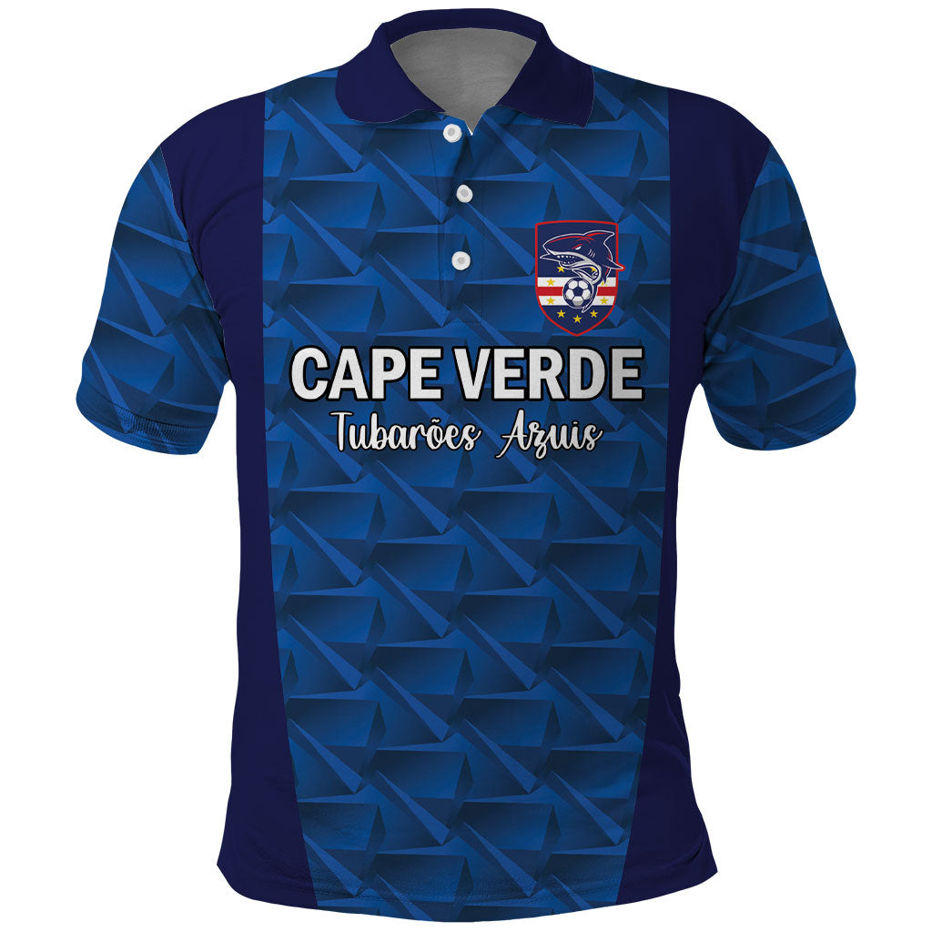 Custom Cape Verde Football 2026 Polo Shirt Atlantic Blue Sharks Heritage