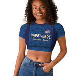 Custom Cape Verde Football 2026 Raglan Cropped T shirt Atlantic Blue Sharks Heritage