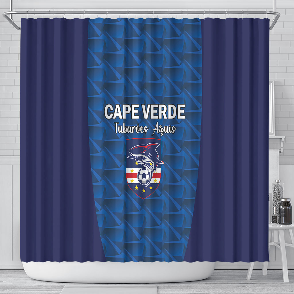 Cape Verde Football 2026 Shower Curtain Atlantic Blue Sharks Heritage