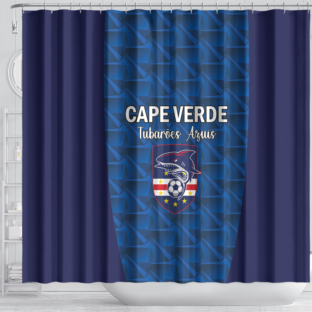 Cape Verde Football 2026 Shower Curtain Atlantic Blue Sharks Heritage