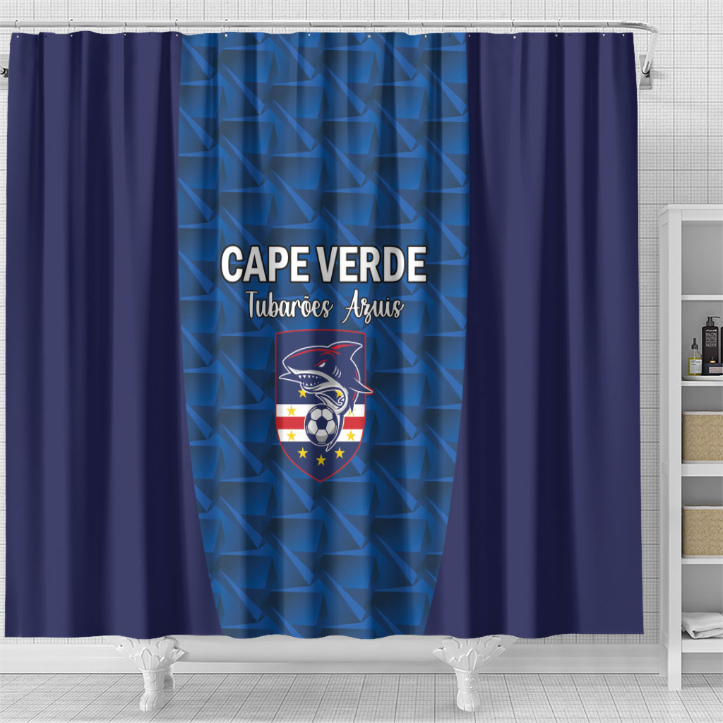 Cape Verde Football 2026 Shower Curtain Atlantic Blue Sharks Heritage