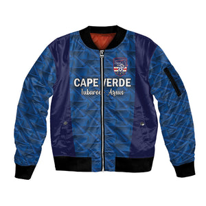 Custom Cape Verde Football 2026 Sleeve Zip Bomber Jacket Atlantic Blue Sharks Heritage