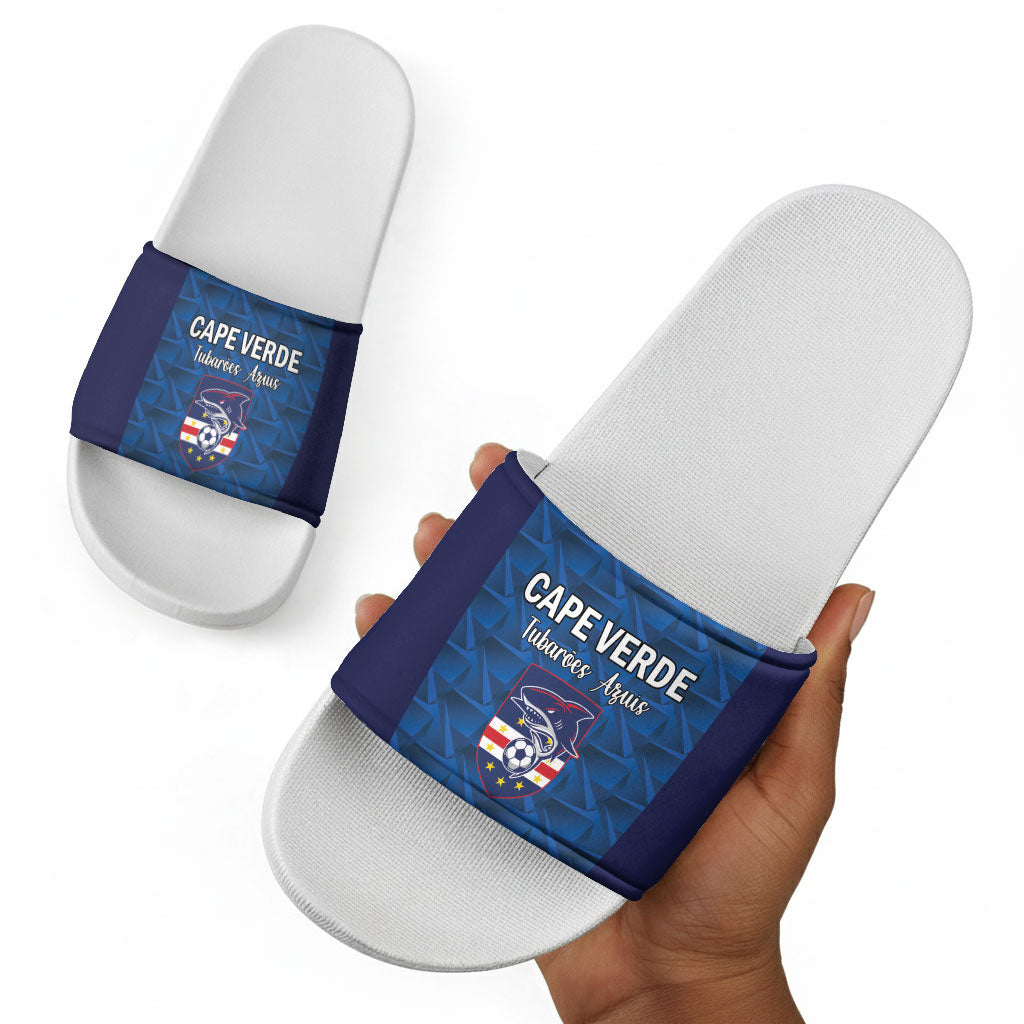 Cape Verde Football 2026 Slide Sandals Atlantic Blue Sharks Heritage