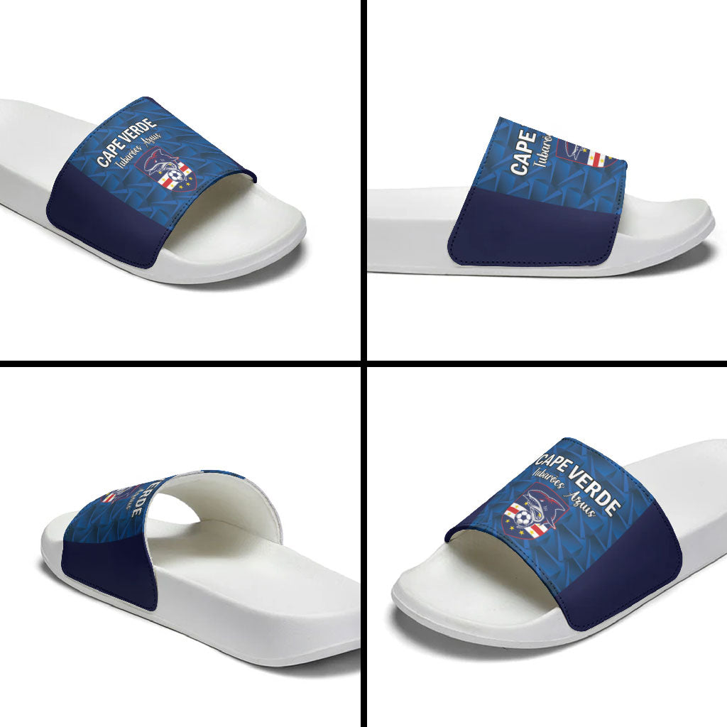 Cape Verde Football 2026 Slide Sandals Atlantic Blue Sharks Heritage