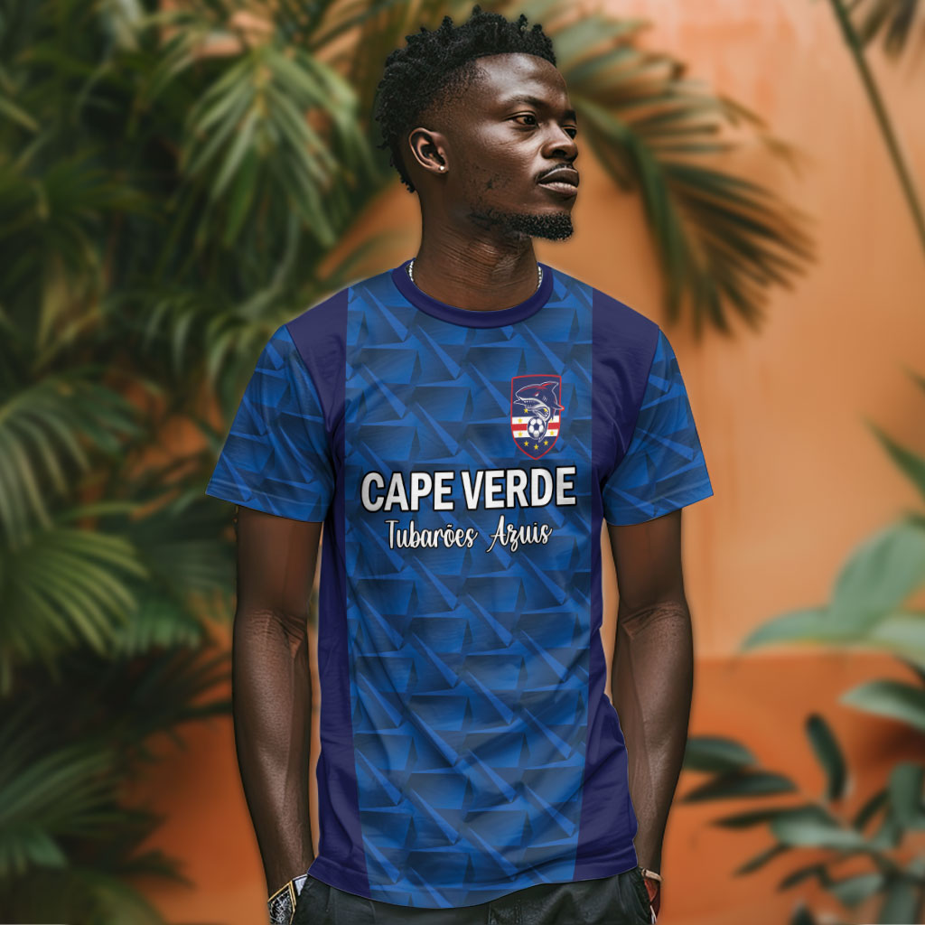 Custom Cape Verde Football 2026 T shirt Atlantic Blue Sharks Heritage
