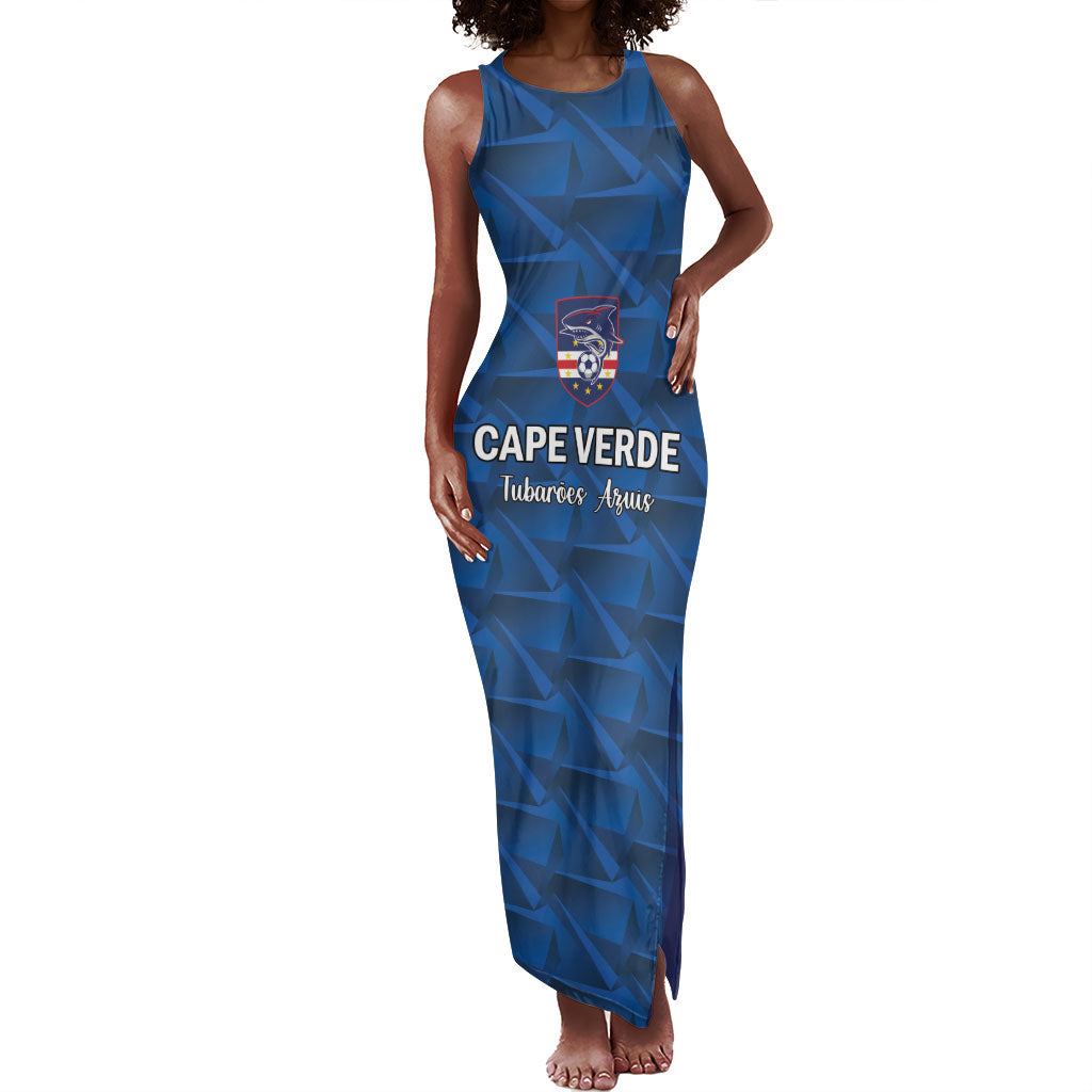 Custom Cape Verde Football 2026 Tank Maxi Dress Atlantic Blue Sharks Heritage