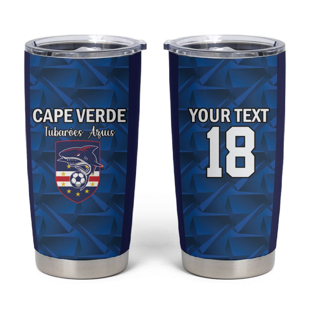 Custom Cape Verde Football 2026 Tumbler Cup Atlantic Blue Sharks Heritage