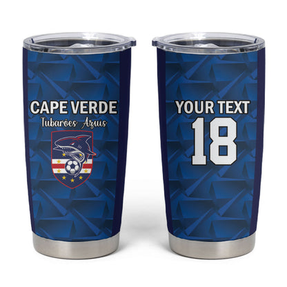 Custom Cape Verde Football 2026 Tumbler Cup Atlantic Blue Sharks Heritage
