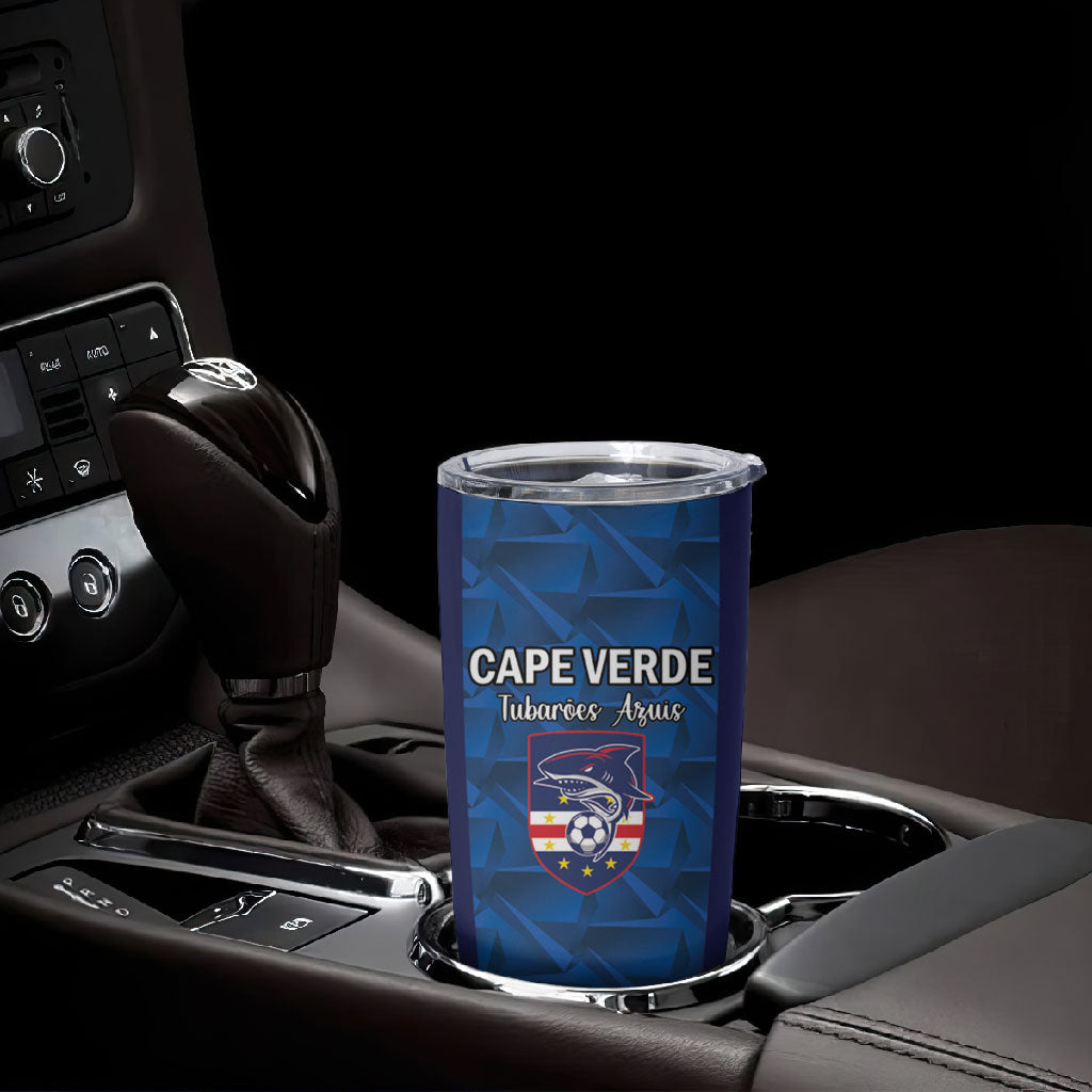 Custom Cape Verde Football 2026 Tumbler Cup Atlantic Blue Sharks Heritage