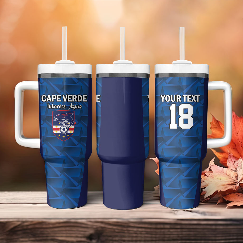 Custom Cape Verde Football 2026 Tumbler With Handle Atlantic Blue Sharks Heritage