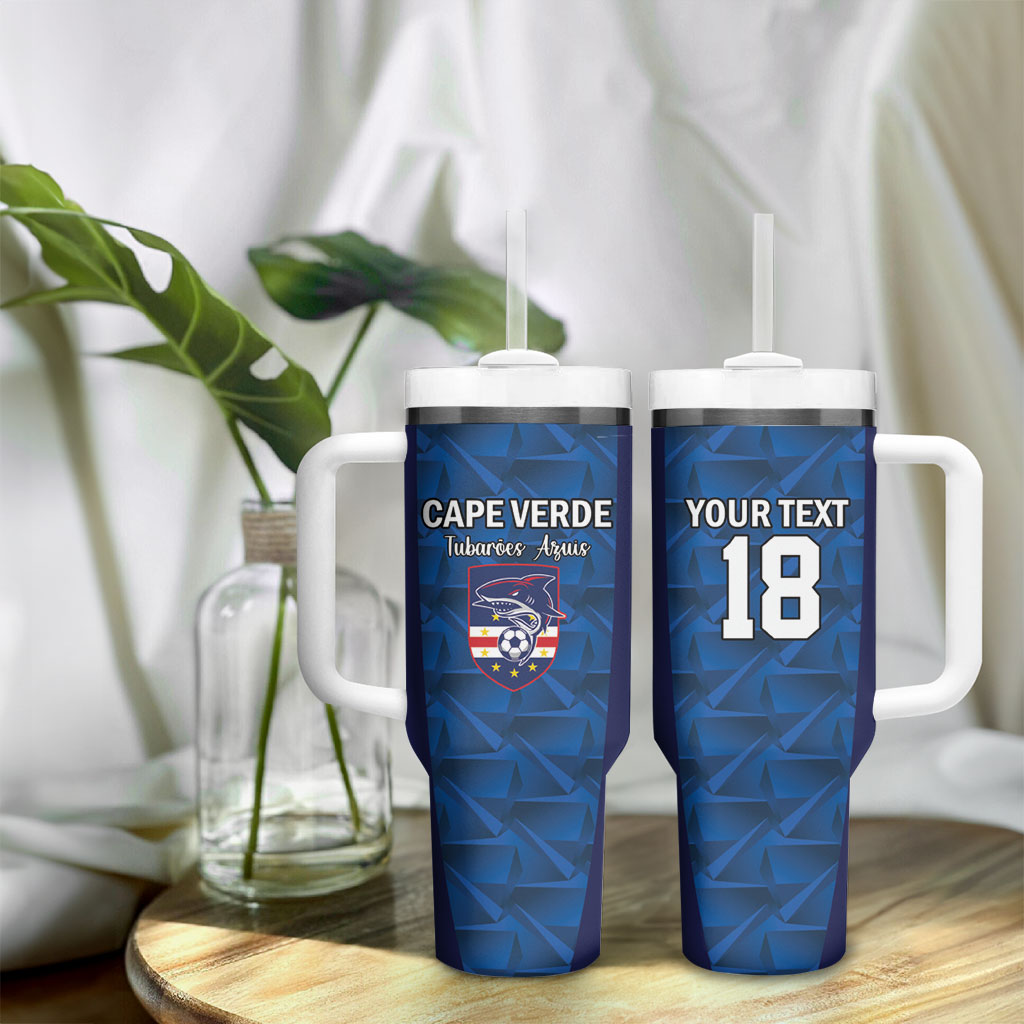 Custom Cape Verde Football 2026 Tumbler With Handle Atlantic Blue Sharks Heritage