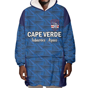 Custom Cape Verde Football 2026 Wearable Blanket Hoodie Atlantic Blue Sharks Heritage