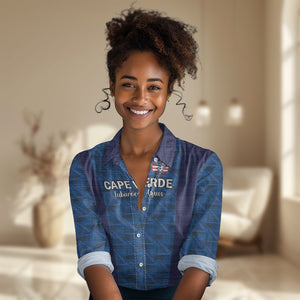 Custom Cape Verde Football 2026 Women Casual Shirt Atlantic Blue Sharks Heritage
