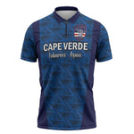 Custom Cape Verde Football 2026 Zipper Polo Shirt Atlantic Blue Sharks Heritage