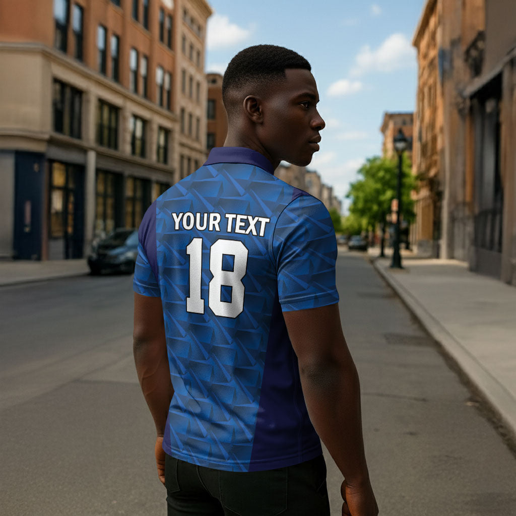 Custom Cape Verde Football 2026 Zipper Polo Shirt Atlantic Blue Sharks Heritage