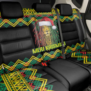 Black Jamaican Christmas Back Car Seat Cover Reggae Lion With Kente Pattern