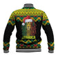 Black Jamaican Christmas Baseball Jacket Reggae Lion With Kente Pattern